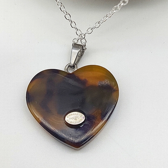 CC zipper Pull Tortoiseshell Heart Pendant - Picture 5 of 6